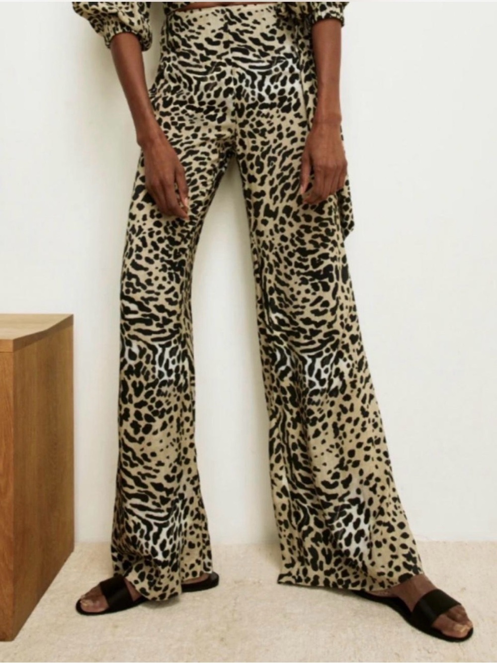 SMYTHE Leopard Print Wide-Leg Pants - Beige & Black